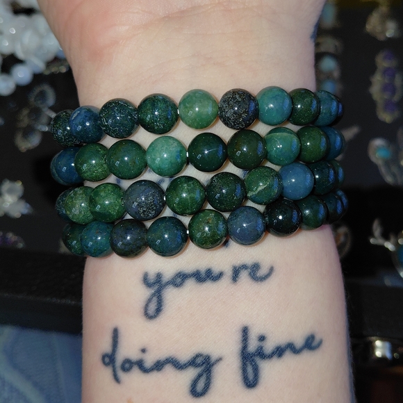 Moss Agate Beaded Bracelet - Picture 5 of 8